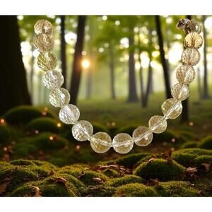 Finest Supreme Vintage Yellow Citrine Gemstone Faceted Bead Estate Necklace